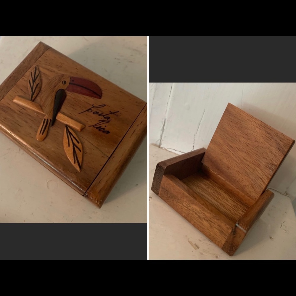 Cute Vintage Wooden Souvenir Trinket/Jewelry Box